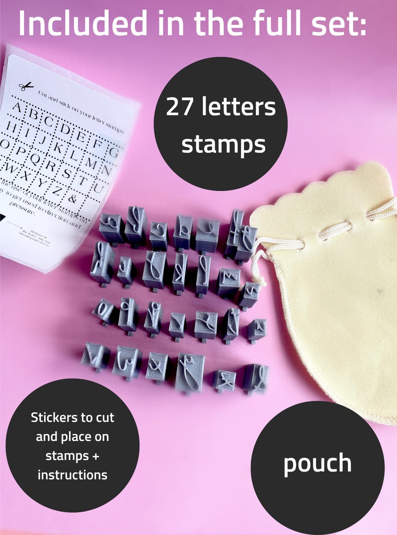 Alphabet Letter Stamps Handwritten Font Polymer Clay Etsy