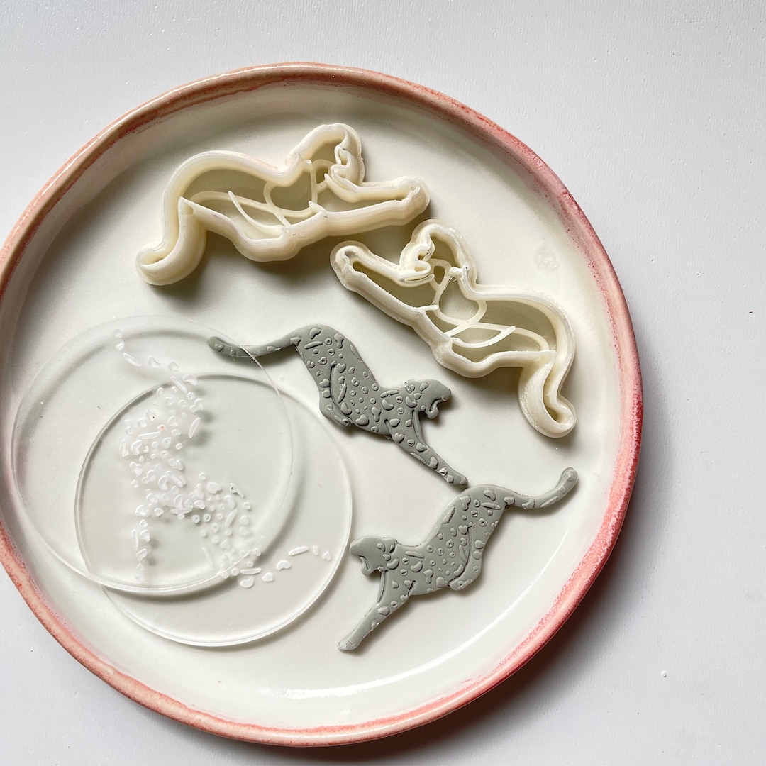 Polymer Clay Shape Cutter | Leopard Earring Cutter and Debossing Stamp ...