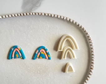 Polymer clay shape cutter | rainbow set combo | boho arch cookie ceramic earring shape mold mould | SKINNY RAINBOW SET