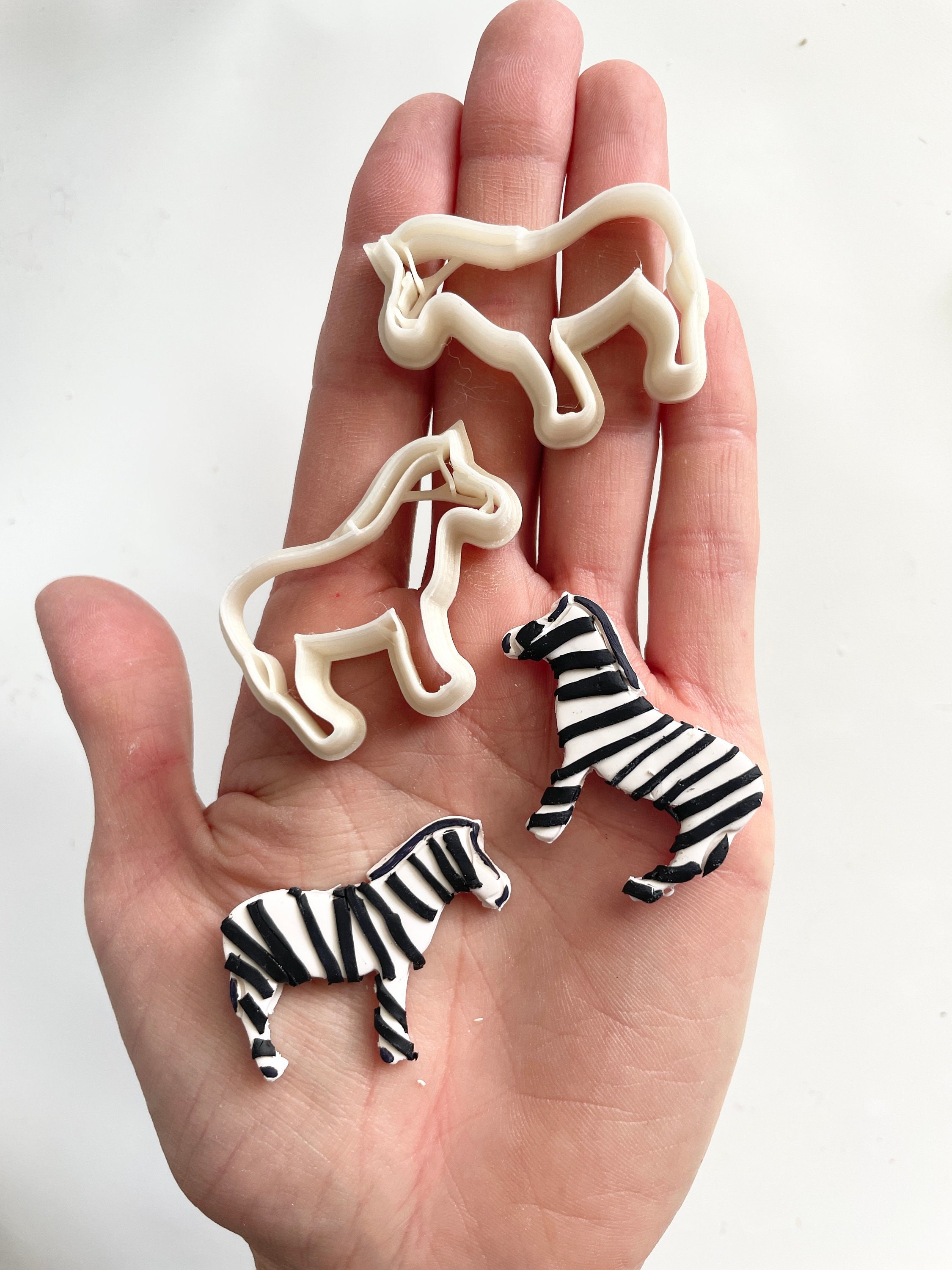 Zebra clay cutter wild animal shape cutter set of 2 mirrored