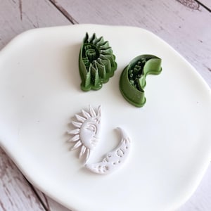 Clay cutter | sun and moon shape cutter set for polymer clay and ceramics | boho celestial clay stamp for earrings and jewelry