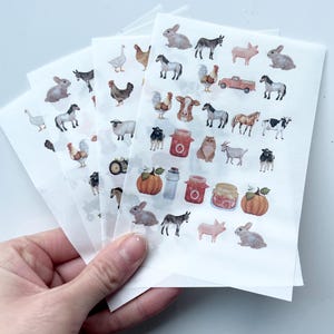 Carta transfer idrosolubile / trasferimento di immagini di animali da fattoria in pasta polimerica / ciondoli in finta ceramica / confezione da 4 fogli A6