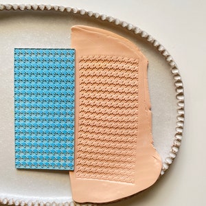 Polymer clay texture mat | impression sheet houndstooth textile pattern fabric rubber | h pottery ceramic earring supplies | HOUNDSTOOTH MAT