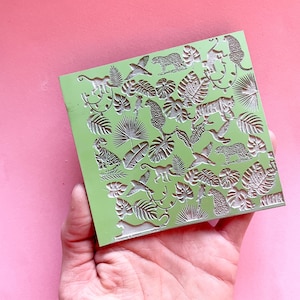 Polymer clay texture mat | rubber texture sheet | metalclay  flexible debossing stamp | polymer clay supplies | metalcly | JUNGLE