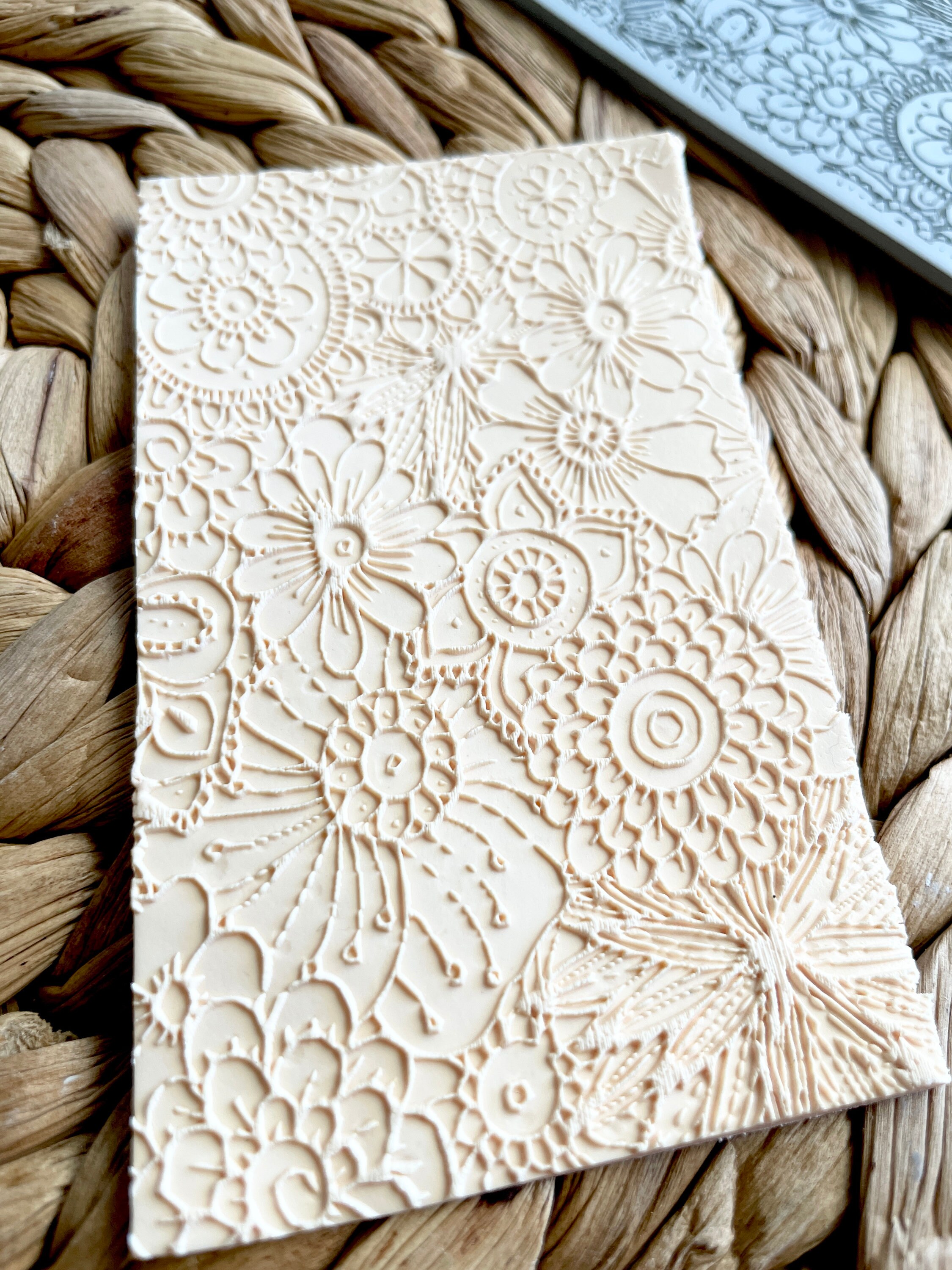 Polymer Clay Texture Mat Leaves Texture Sheet Metal Clay Texture Mat  Embossing Impression Sheet Rose Clay Stamp Ceramic AB 105 