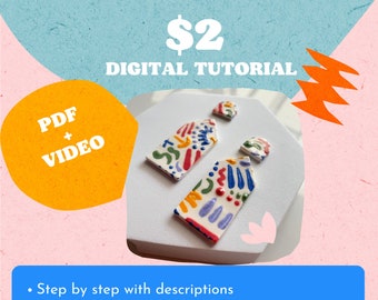 Polymer clay free tutorial: abstract painting earrings | digital tutorial PDF + video class | painted clay earrings jewelry accessories
