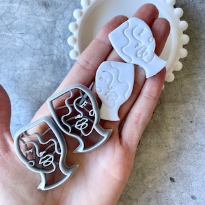 Ton Ausstecher | Gesichtsform Ausstechform für Polymer Clay | abstraktes Gesicht Tonform | Ton Werkzeuge | Ton Ohrringe Lieferungen | Line Art Form Cutter