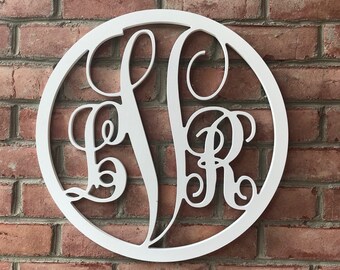 3 Initial Circle-Framed Monogram Door Hanger