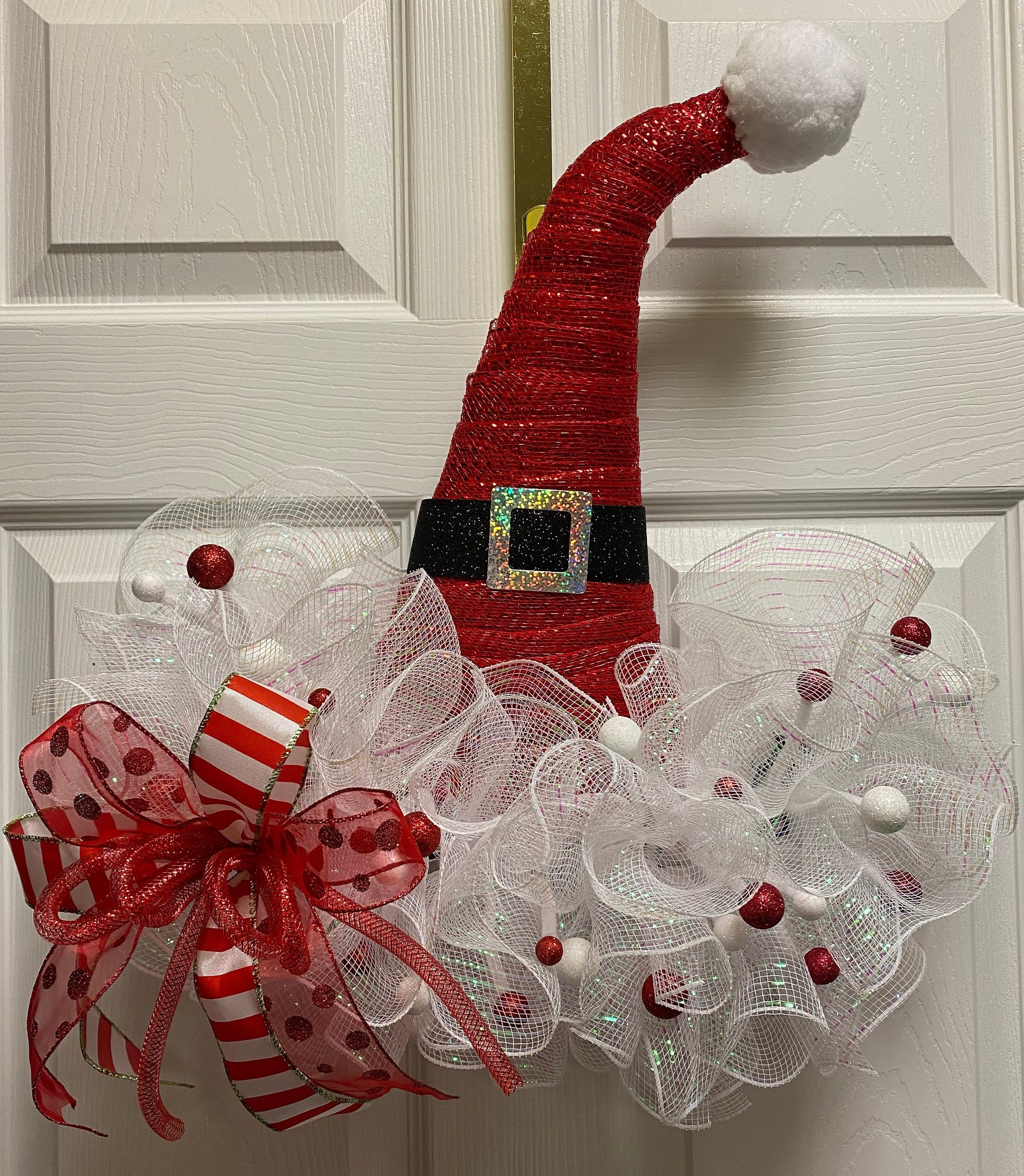 Deco Mesh Santa Hat Door Wreath