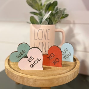 Heart Kit | Valentines Day Craft | DIY Valentines | Gift | Conversation Hearts | Wood Hearts | Tiered Tray Decor | XOXO | Love | Mini Hearts