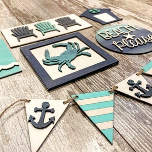 DIY Beach Tiered Tray | Craft Kit | Wood Blanks | Tiered Tray Bundle | Beach Home Decor | Ocean Home Decor