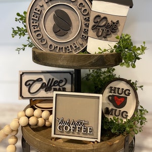 Coffee Tiered Tray Decor | DIY Kit | Kitchen Decor | Wood Craft Kit | Wood Sign | Mini Sign | Coffee Bar Sign | Tiered Tray Decor