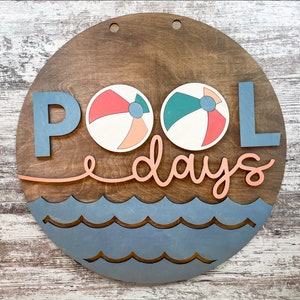 Panneau de piscine | Décoration de porte | Kit d'artisanat | Kit de peinture | Décoration de la piscine | Décoration d'intérieur bricolage | Accroche-porte DIY | Panneau indiquant l'heure de la piscine | Panneau de piscine d'été