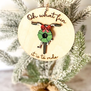 Oh What Fun Bicycle Ornament | Bike Lovers | Christmas Gift | Wood Ornament | Gift Tag | Keepsake | Biking