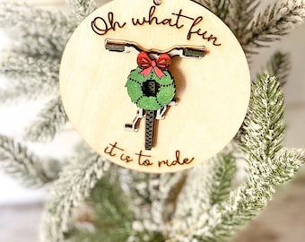 Oh What Fun Bicycle Ornament | Bike Lovers | Christmas Gift | Wood Ornament | Gift Tag | Keepsake | Biking