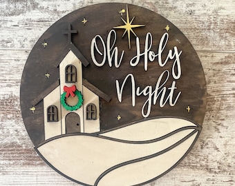 Oh Holy Night Door Hanger | Door Decor | Craft Kit | Winter Door Decor | Christmas Door Decor | Door Hanger DIY Kit | Nativity Sign