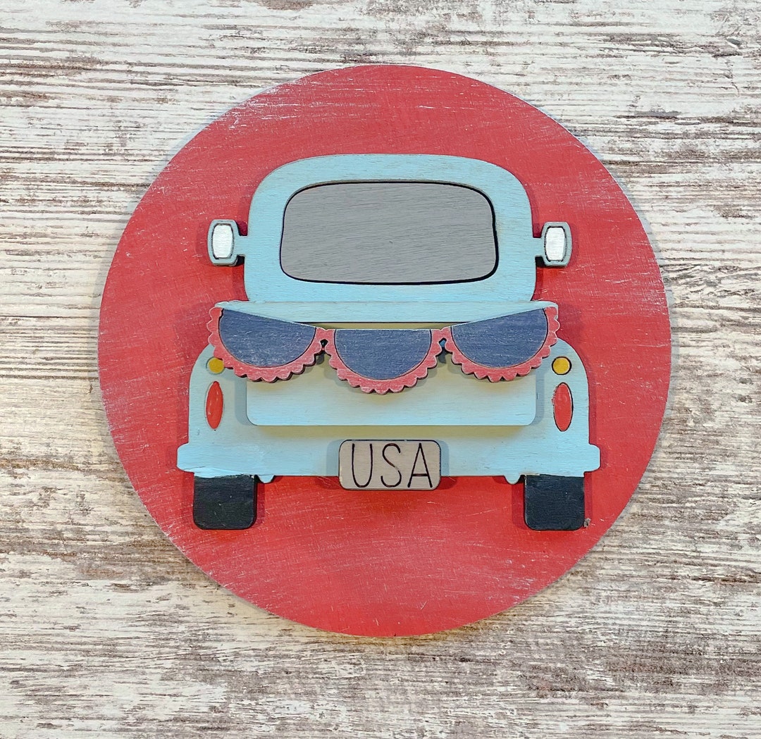 Vintage Truck Sign Interchangeable Sign 4th of July Wood Sign Shelf