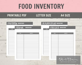 Food Inventory, Printable Freezer Inventory, Fridge Inventory, Pantry Inventory, Seasoning Inventory, Printable Inventories
