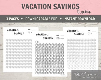 Vacation Savings Tracker, Vacation Savings Fund, Vacation Tracker, Instant Digital Download, A4, Standard Letter