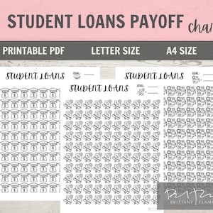 Printable Student Loan Payoff Tracker, Student Loan Payoff Chart, Letter Size, A4