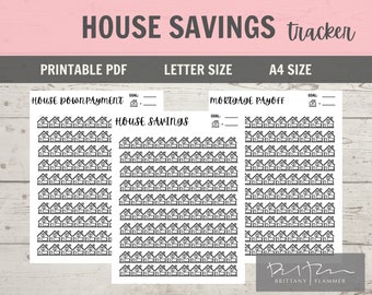 Druckbares Haus Spar Tracker, Anzahlung Tracker, Payoff Tracker, Haus Fund, Haus Savings, Sofortiger digitaler Download