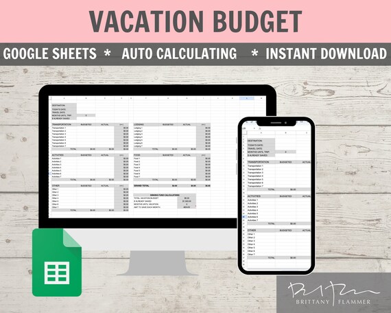 Vacation Budget Template / Zero Based Budget / Google Sheets