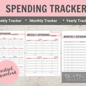 Spending Tracker, Weekly Spending Tracker, Monthly Spending Tracker, Yearly Spending Tracker