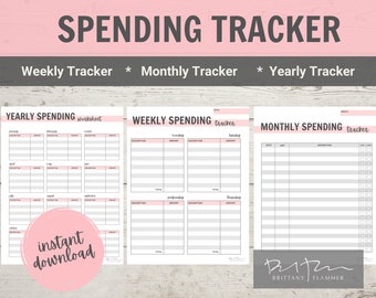 Spending Tracker, Weekly Spending Tracker, Monthly Spending Tracker, Yearly Spending Tracker