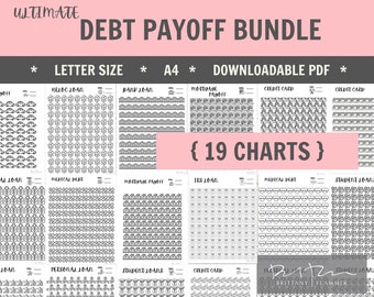 Bundle imprimable de remboursement de la dette, tableaux de remboursement de la dette, format lettre, A4