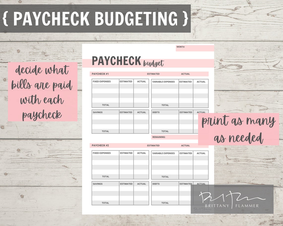 Printable Budget Template, Paycheck Budget Template, Bi-weekly Budget ...