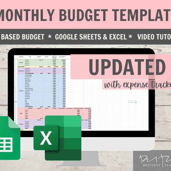 Monthly Budget Template / Zero Based Budget / Google Sheets / Excel