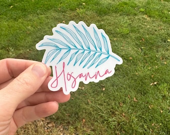 Hosanna Palm Leaf Sticker: Waterproof Christian Decal for Laptop, Water Bottle