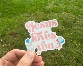 Jesus Loves You Vinyl Sticker: Waterproof Christian Decal for Laptop, Water Bottle