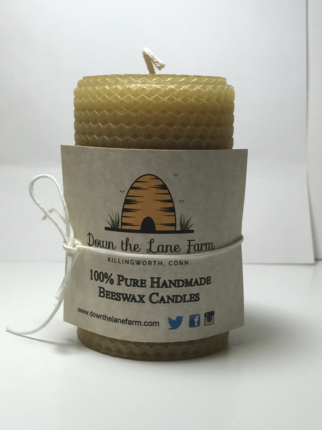 Beeswax Pillar Candle 100 Pure Hand Rolled by Down the Lane Farm