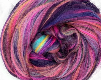 Miami Nights, 4 oz braid, combed top, roving, spinning or felting fiber, custom blend