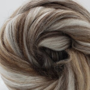 Merino/Brown Alpaca/Camel/Mulberry Silk, 4 oz braid, combed top, roving, spinning or felting fiber, luxury blend image 1