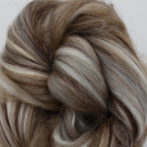 Merino/Brown Alpaca/Camel/Mulberry Silk, 4 oz braid, combed top, roving, spinning or felting fiber, luxury blend image 2