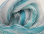 Blue Ice merino/bamboo blend, 23 micron, 4 oz braid, combed top, roving, spinning fiber, custom blend