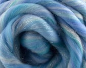 Worth Melting For, 23 micron, 4 oz braid, merino, combed top, roving, spinning fiber, hand spinning fiber, fibre, sparkle, merino, angelina