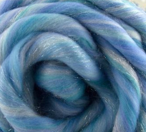 4 oz Worth Melting For Merino Combed Top, 23 Micron Spinning Fiber with Angelina Sparkle