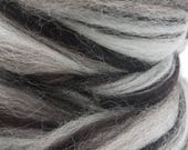 1 lb Jacob black and white combed top, tonal, blended, variegated, humbug, roving, spinning fiber, felting fiber, fiber, by the pound