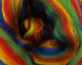 Rainbow, 23 micron merino, 4 oz braid, combed top, roving, spinning fiber, fiber blend