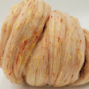 4 oz Orange Tweed Blend, South American wool, spinning fiber, wool, combed top, roving image 4