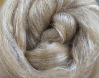 Camel and Tussah Silk Roving, 4 oz Braid, Spinning Fiber
