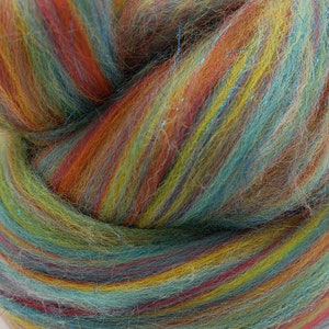 Over the Rainbow, 23 micron merino, 4 oz braid, combed top, roving, spinning fiber, angelina sparkle image 4