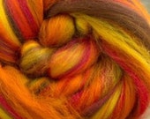 Blaze, 23 micron merino, 4 oz braid, combed top, roving, spinning fiber, custom blend