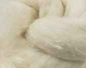 4 oz White Tweed Blend, South American wool, spinning fiber, wool, combed top, roving