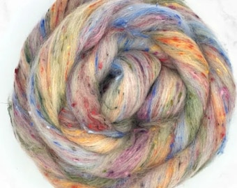 Taste the Rainbow, tweed blend, South American wool, spinning fiber, wool, combed top, roving 4 ozs