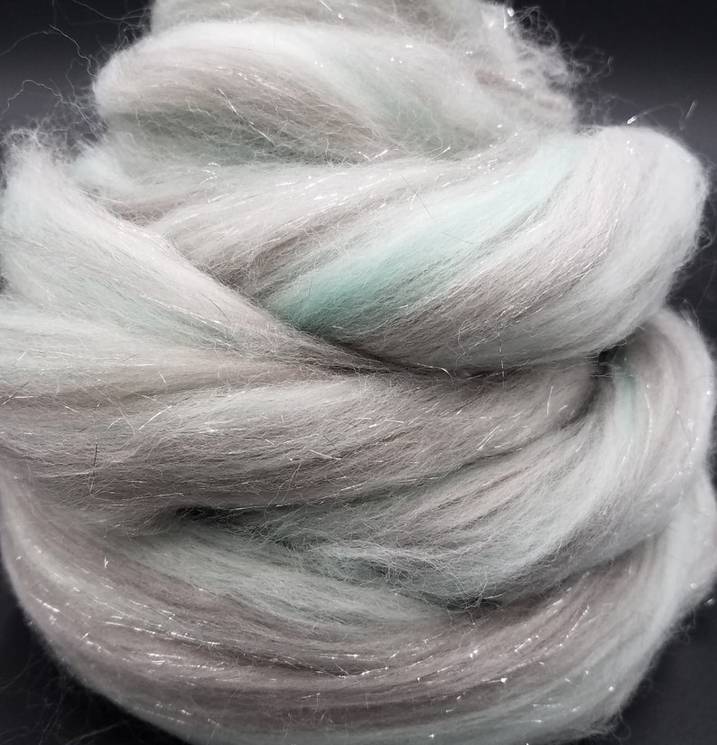 Happily Ever After, 23 micron merino, 4 oz braid, combed top, roving, spinning fiber, angelina sparkle image 2