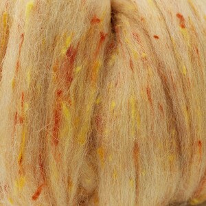 4 oz Orange Tweed Blend, South American wool, spinning fiber, wool, combed top, roving image 2